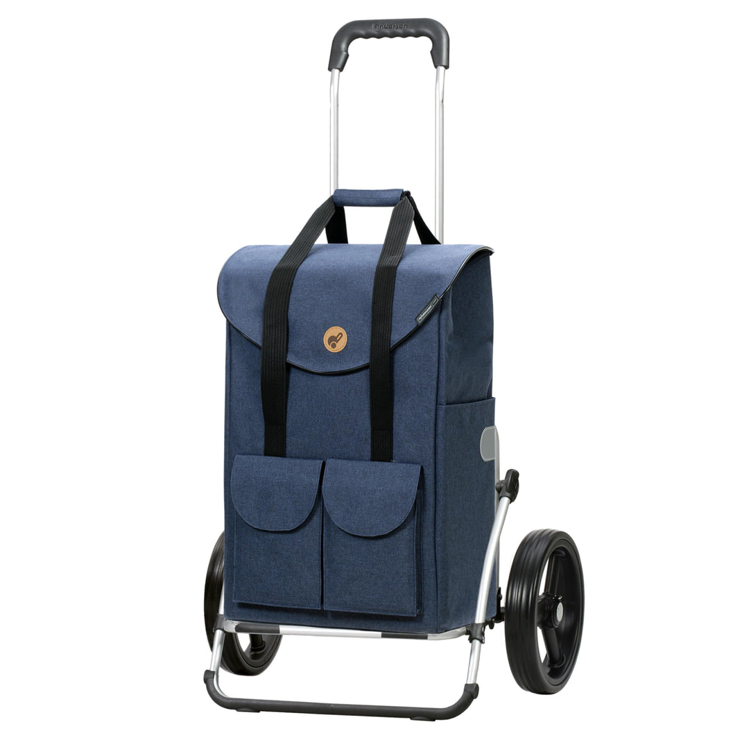 Andersen Shopper Royal XXL Sondermodell Alu klappbar mit Rad Ø 25 cm und 54 Liter Tasche Jacob blau