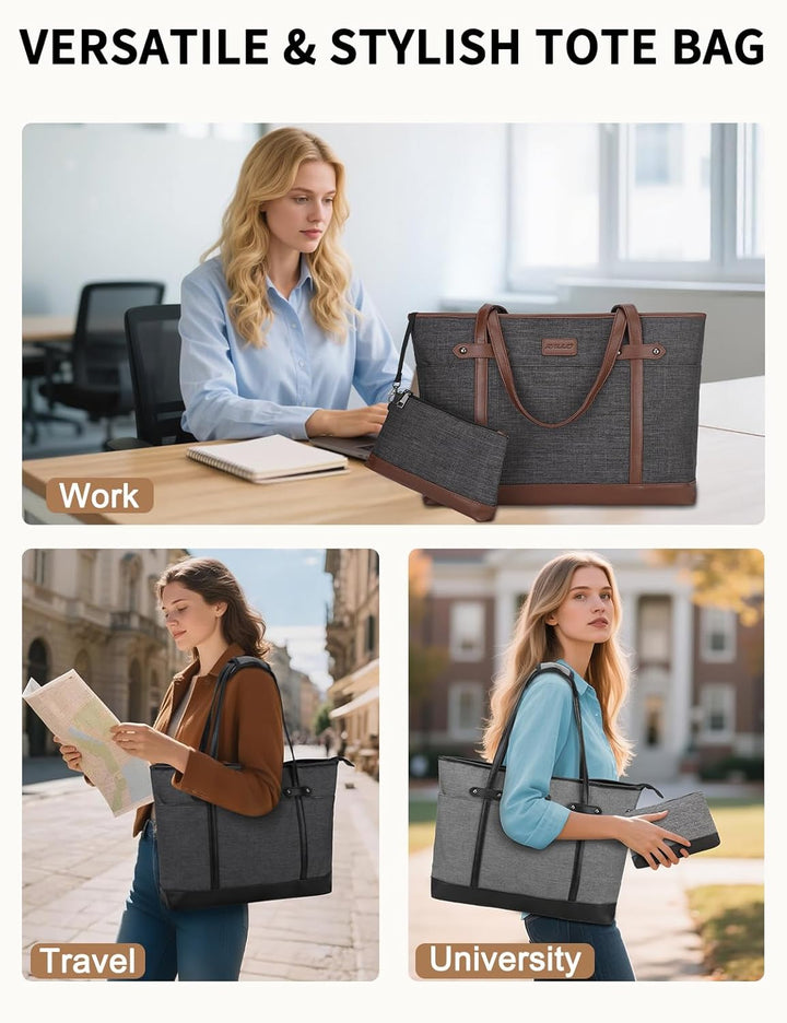 RAVUO Laptop Handtasche Damen,Elegant 15,6 Zoll Schultertasche Wasserdicht Shopper Aktentasche Busin
