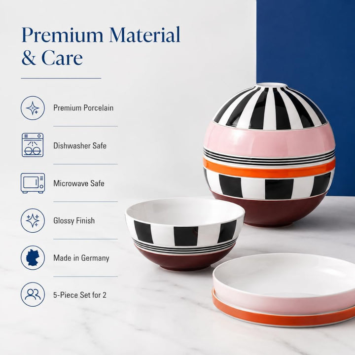 Villeroy &amp; Boch - La petite Boule memphis, Geschirrset Porzellan, Schalenset, 5 tlg. Servier Set, 14