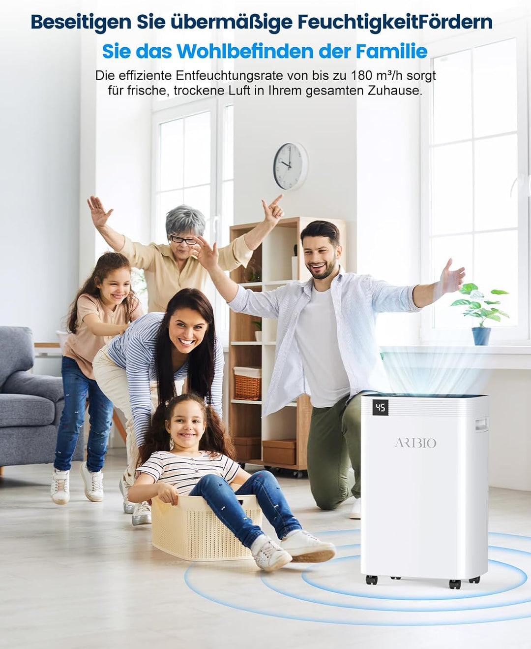 Luftentfeuchter Elektrisch, 30L/Tag Leistungsstarker Entfeuchter mit LED Anzeige,Timer, Wäschetrockn