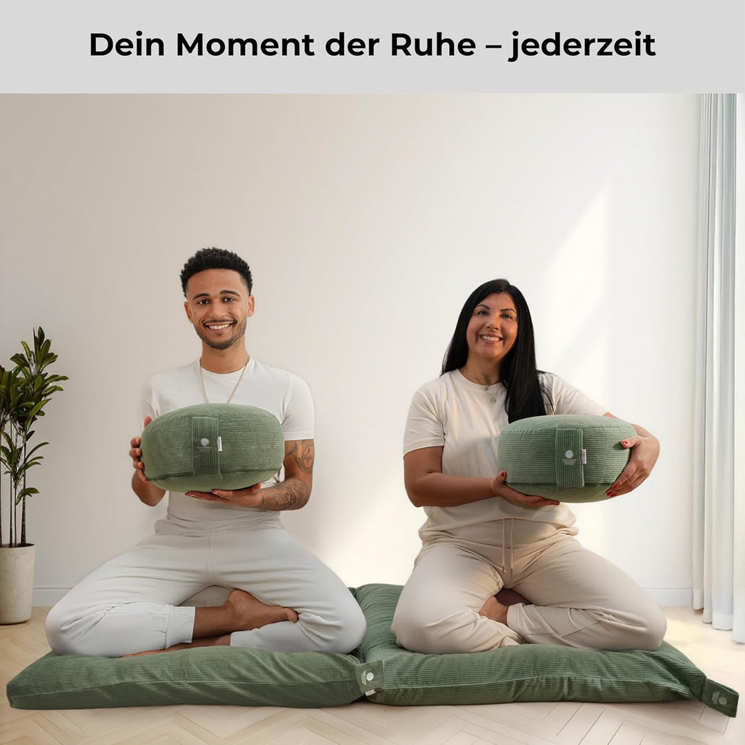 INNER PEACE Meditationskissen Set Cord XL Premium | Rundes Meditationskissen & Zabuton Meditationsma