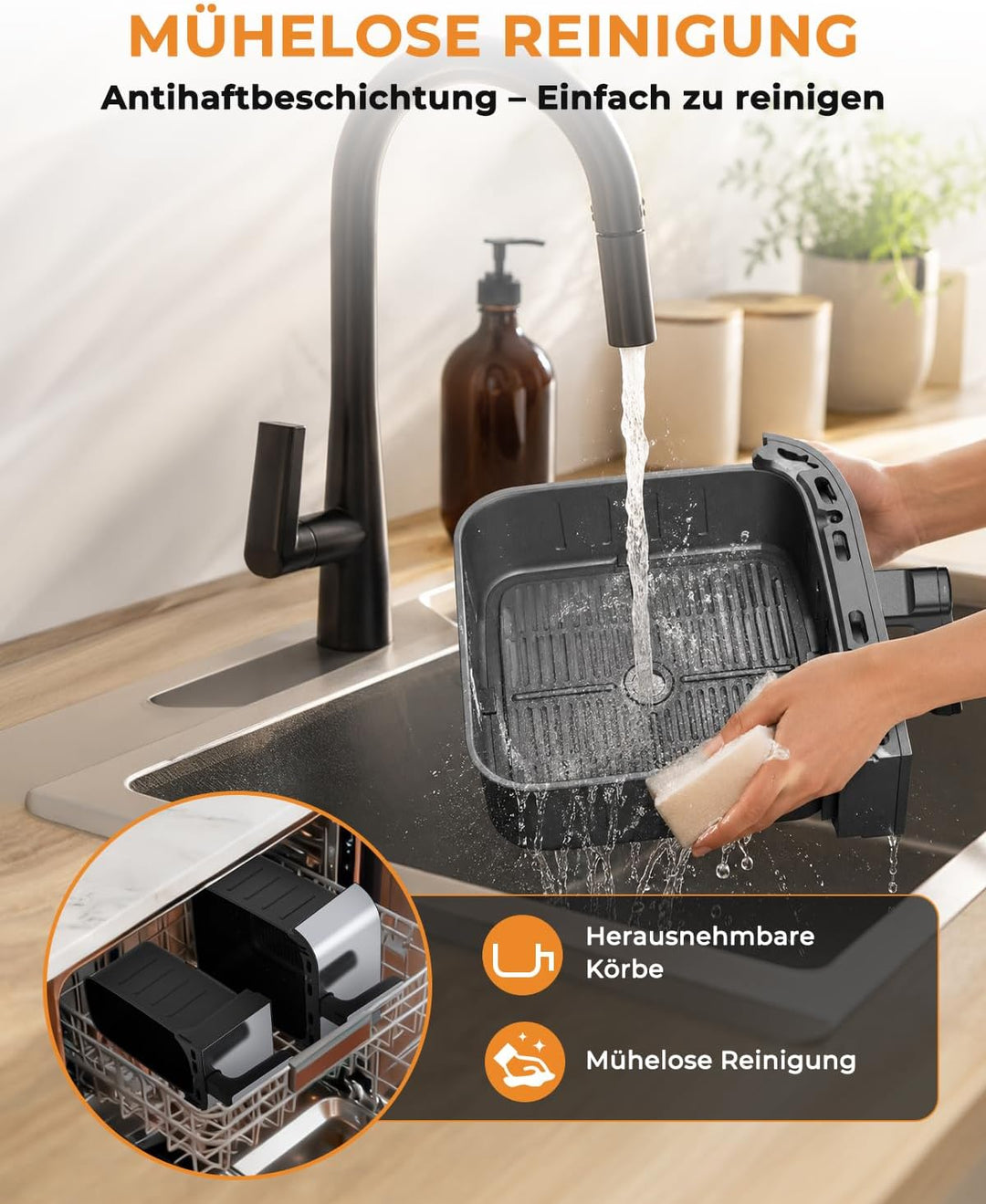 WELLENT 11L Airfryer 2 Kammern, 2600W Heissluftfritteuse XXL(4+7L),10-in-1 Heissluftfritteuse Doppel