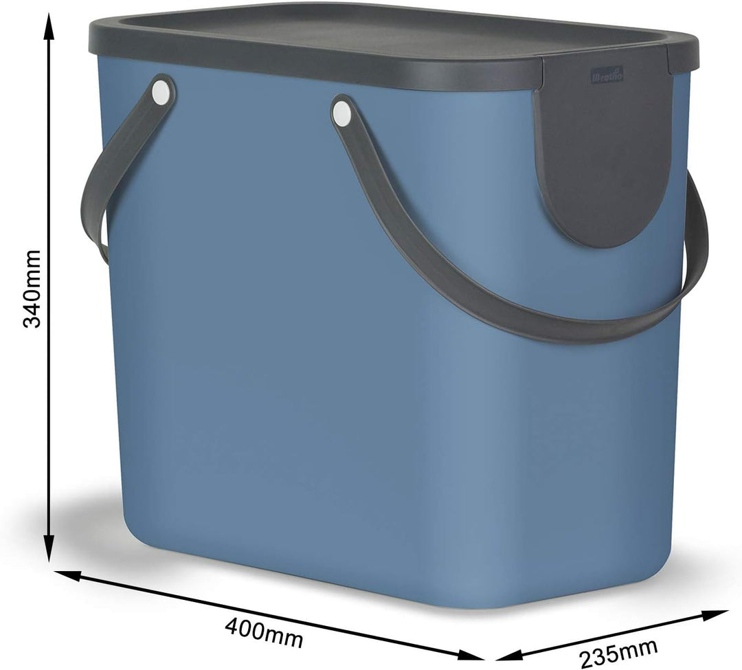 Rotho Albula 3er-Set Mülltrennungssystem 25l für die Küche, Kunststoff (PP) BPA-frei, anthrazit/blau