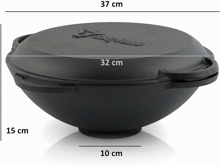 BBQ-Toro Gusseisen Kazan mit Kazan Ofen Ø 35 cm | 6,9 L Gusstopf mit Deckel, Gusseisentopf | Gulasch