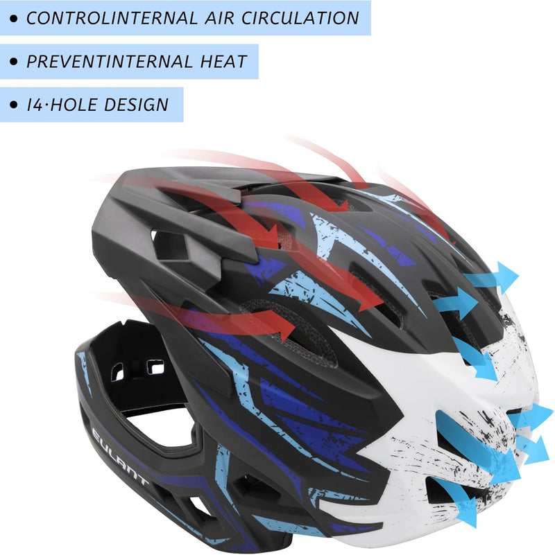 EULANT Fahrradhelm mit Kinnschutz für Jugendliche,Kinder Fullface Helm,BMX helme Jungen,Downhill Hel