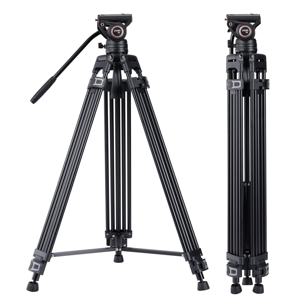 Cayer BF30L Video-Stativ mit Fluid-Kopf, 73" Heavy Duty Stativ mit 360 Grad Fluid-Kopf und Schnellwe