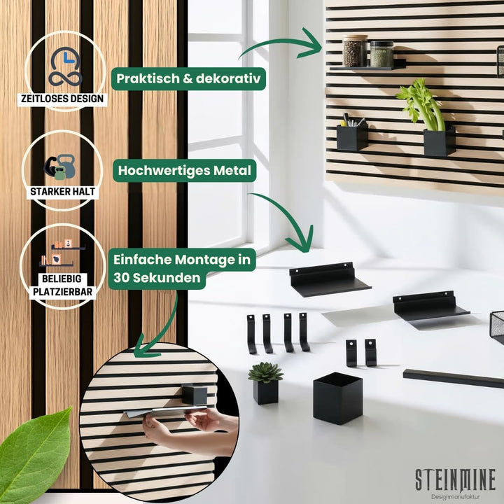 Steinmine - Designmanufaktur Zubehör-Set, Ablagen und Wandbehälter für Wandorganizer & Akustikpaneel