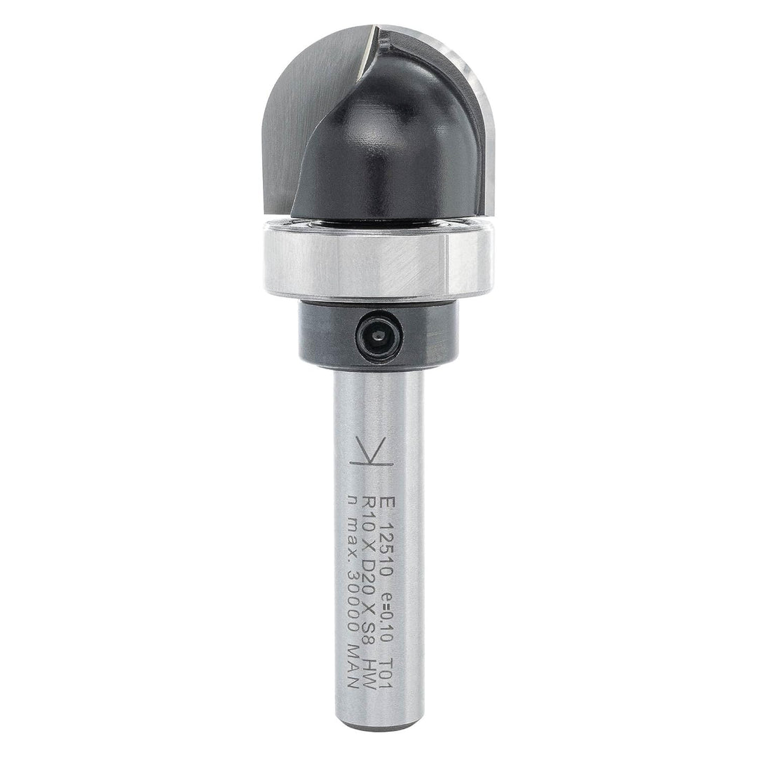 ENT 12510 Hohlkehlfräser HW, Schaft (S) 8 mm, Radius (R) 10 mm, D 20 mm, NL 16 mm, SL 32 mm, mit Kug
