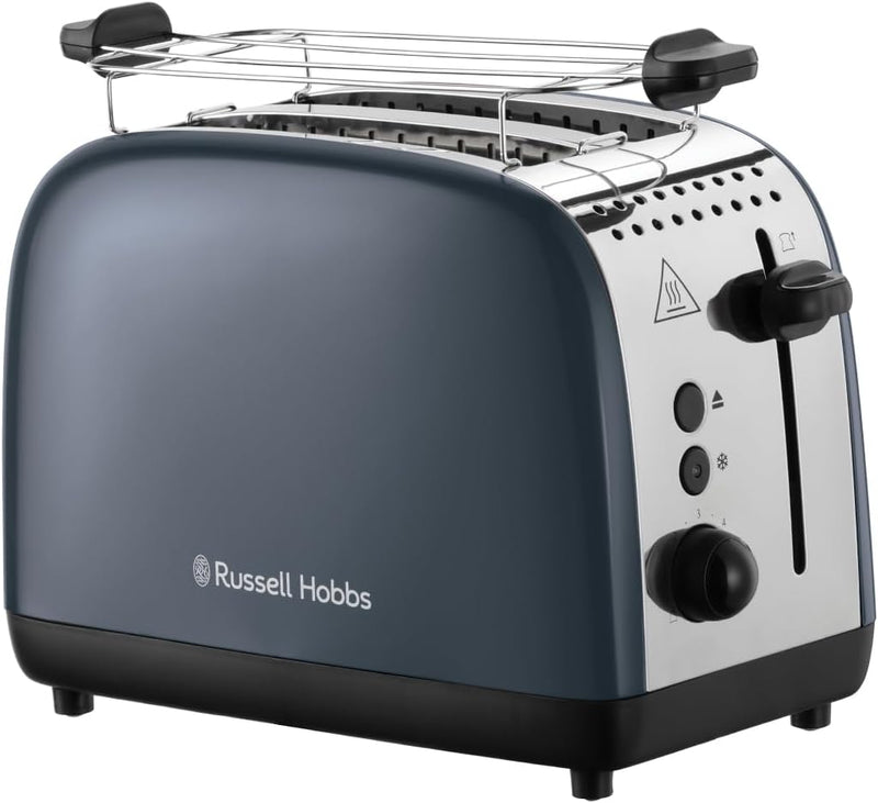 Russell Hobbs Toaster [für 2 Scheiben] Colours Plus Edelstahl Grau (extra breite Toastschlitze, inkl