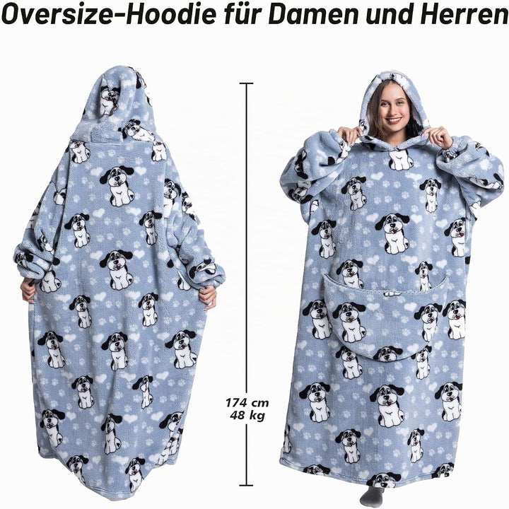 Lange Hoodie Decke mit Ärmeln für Damen &amp; Erwachsene - Kuscheldecke mit Ärmeln - Weiche &amp; Warme Deck
