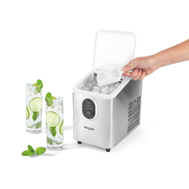 Salter Elektrischer Eiswürfelbereiter – Tisch-Eiswürfelmaschine, 8 Würfel in 8,5 Minuten, Eiskalte G