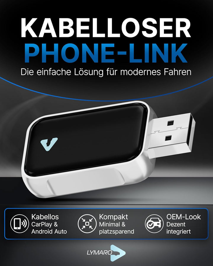 Carplay Wireless Adapter & Android Wireless Adapter fürs Auto – USB-A Plug & Play Nachrüstadapter, U