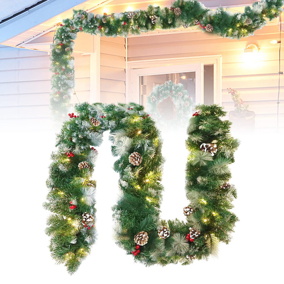 Weihnachtsstock, Weihnachtsgirlande Rebe, Mit LED Leicht, Künstliche Kranzdekoration, Roten Beeren u