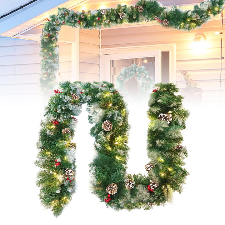 Weihnachtsstock, Weihnachtsgirlande Rebe, Mit LED Leicht, Künstliche Kranzdekoration, Roten Beeren u