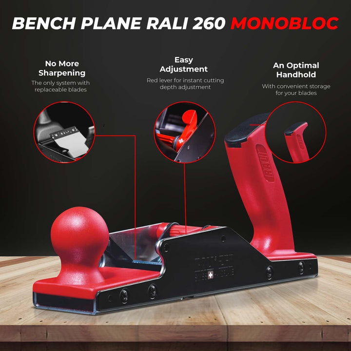 RALI 260 Monobloc Handholzhobel für Holzbearbeitung | Kein Schärfen erforderlich and Extrem einfache