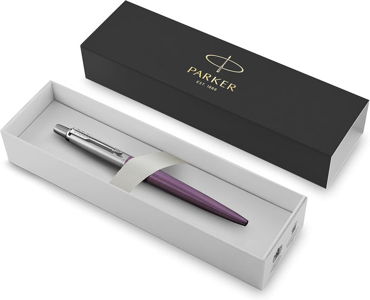 Parker Jotter Kugelschreiber | Victoria Violet | Mittlere Spitze | Blaue Tinte | Geschenkbox ballpoi