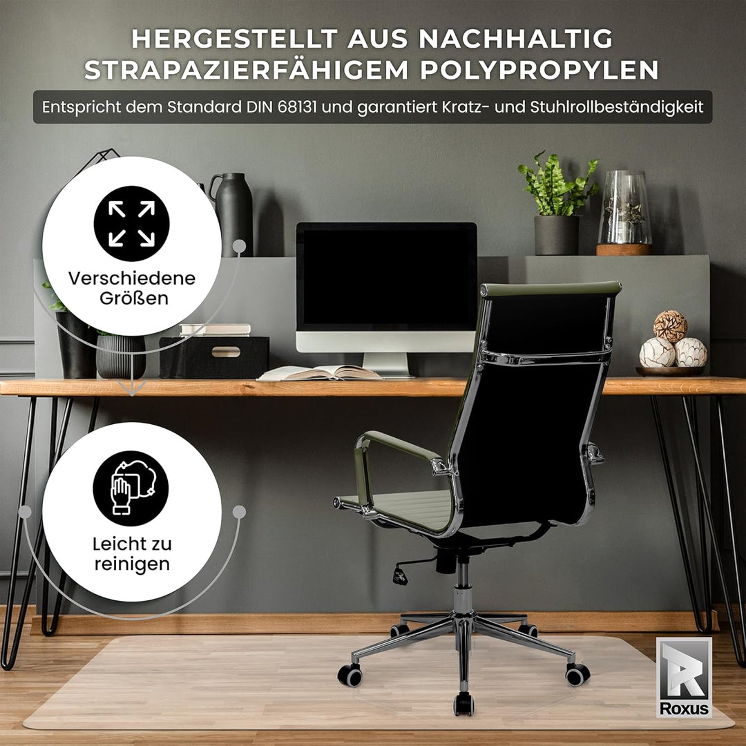 Roxus® Bodenschutzmatte Bürostuhl Verschiedene Grössen (90x120cm, milchweiss) - Bürostuhl-Unterlage