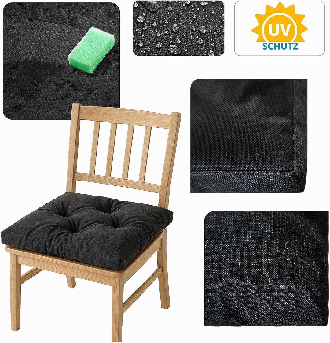 Wasserdichtes Stuhlkissen 45x45 cm – Gartenkissen für Stühle &amp; Sessel – Dickes Sitzkissen 6 cm – Out