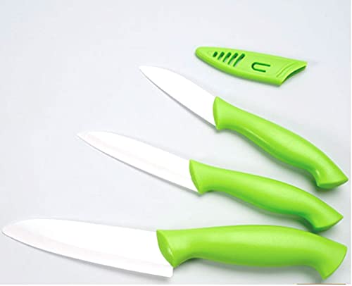 Eurotel Set mit 3 Keramikmessern in Grün – Universal 12,5 + Obst 10 + Office 8 cm – ergonomischer Gr