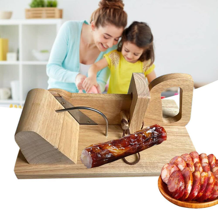 kangten Gemüse Holz Wurstschneidemaschine Edelstahl Klinge Wursthobel Wurst Cutter Küche für Wurst,