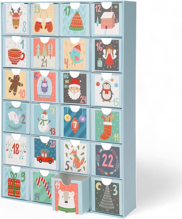 Adventskalender zum selbst Befüllen mit 24 Schubladen-Boxen, DIY-Weihnachtskalender Bastelset (Zahle