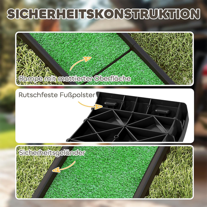 PawHut Hunderampe klappbar Hundetreppe Auto & SUV rutschfest Einstiegshilfe für Kofferraum, 155x38,5