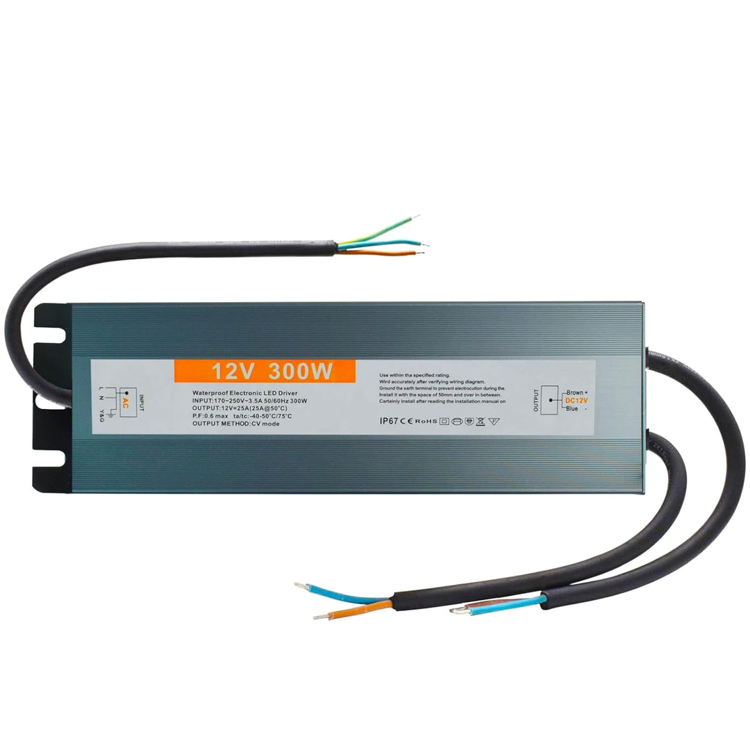 LED Trafo 12V 300W DC Netzteil Outdoor IP67 Wasserdicht Transformateur für LED Streifen, 12V 300W