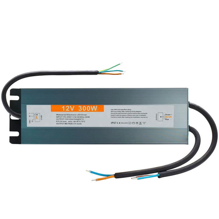 LED Trafo 12V 300W DC Netzteil Outdoor IP67 Wasserdicht Transformateur für LED Streifen, 12V 300W