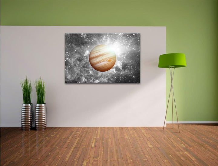 Pixxprint Planet Jupiter im Universum B&W Detail, Format: 100x70 auf Leinwand, 100x70