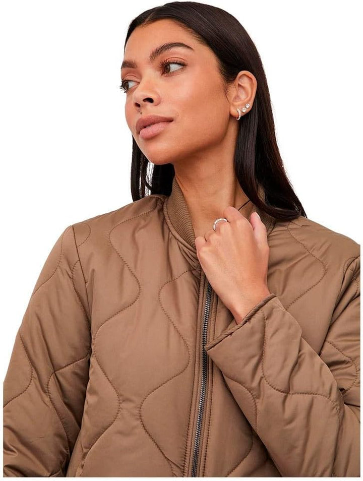 Vila Damen Vimanon Quilted Jacket - Noos Mantel 36 Walnut, 36 Walnut