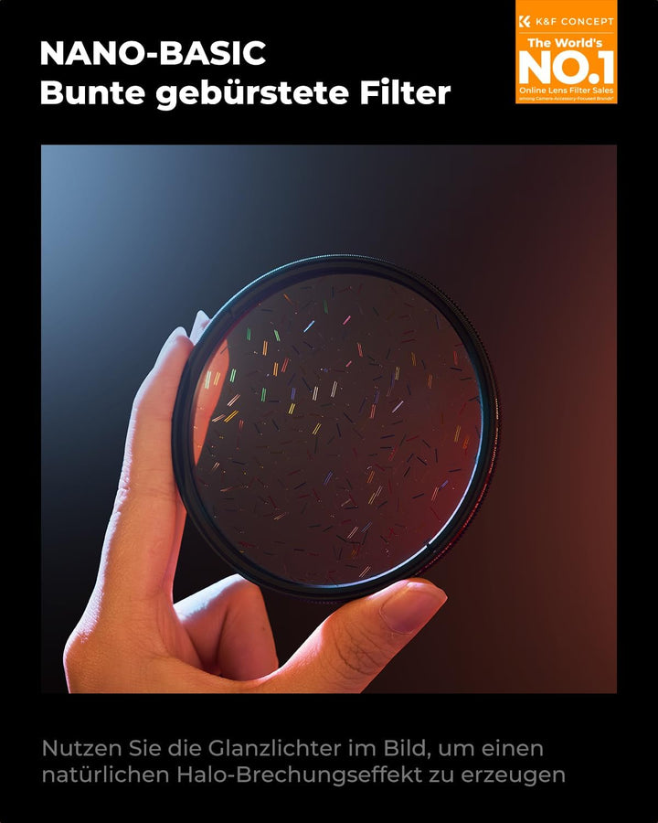 K&F Concept Nano B-Serie Prisma Filter 77mm Buntes Sternenlicht Gebürstet Anamorphe Filter, 77mm