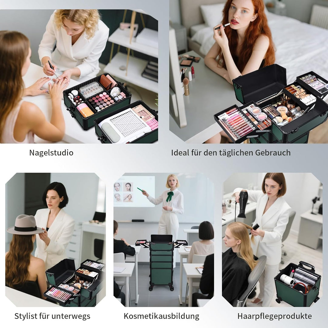 Kosmetikkoffer Alu Beauty Case 5 in 1 Kosmetik Trolley Rollkoffer Make up Koffer Gross Schminkkoffer