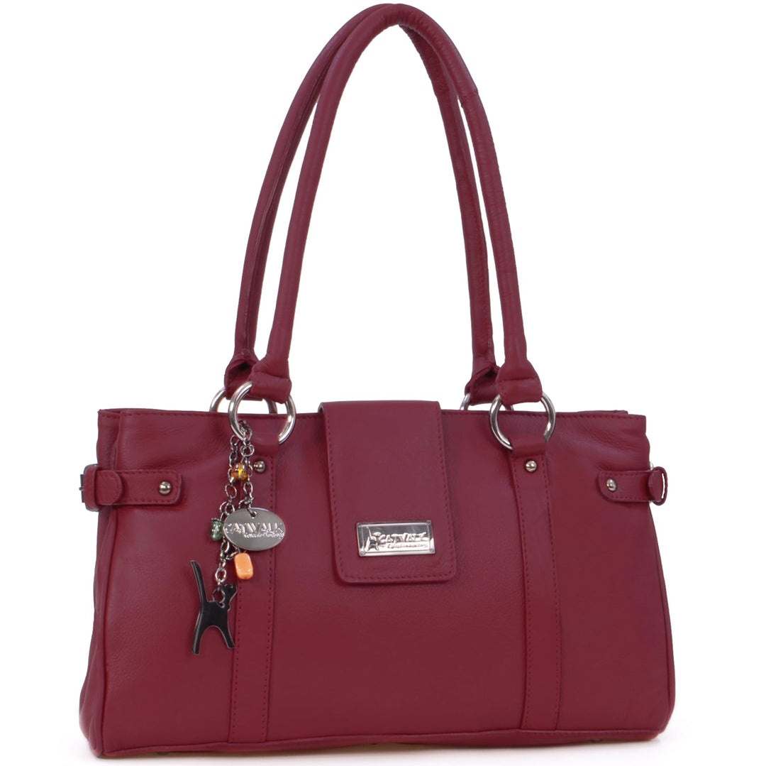 Catwalk Collection Handbags - Damen Leder Schultertasche - Handtasche Mittelgross für Notizbuch A5 -