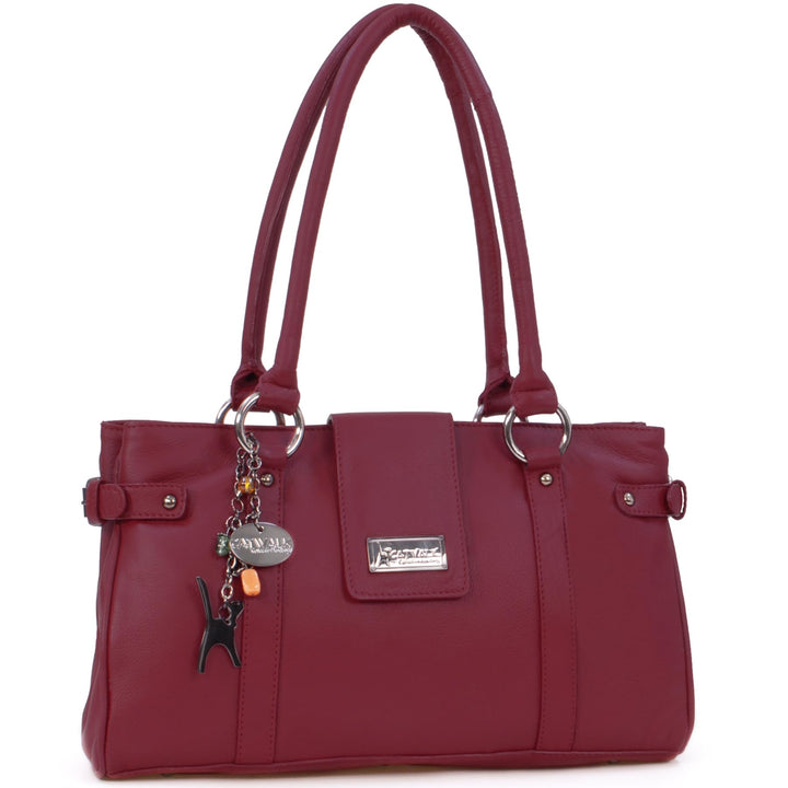 Catwalk Collection Handbags - Damen Leder Schultertasche - Handtasche Mittelgross für Notizbuch A5 -