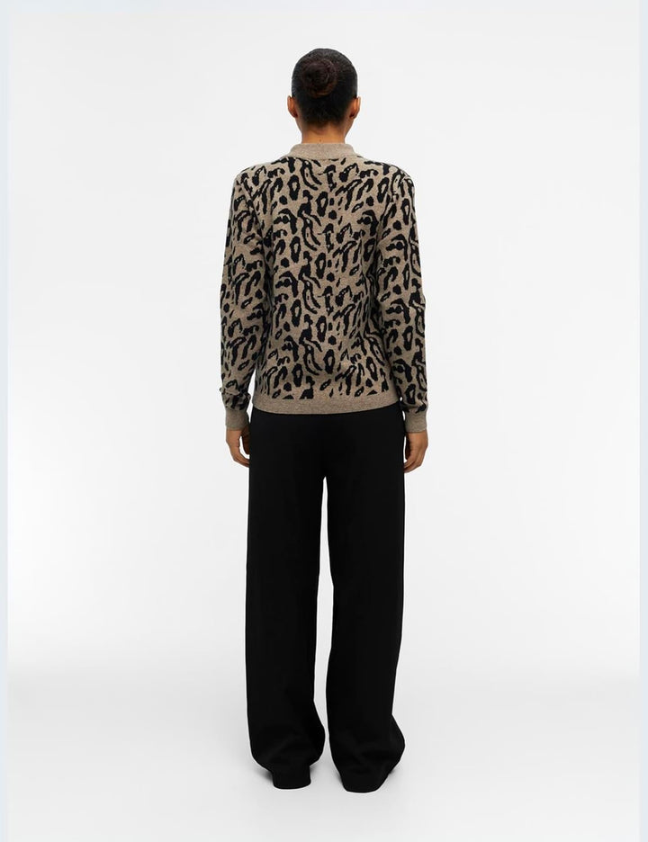 Object Damen Objray L/S Knit Pullover AOP Noos Strickpullover M Fossil 2, M Fossil 2