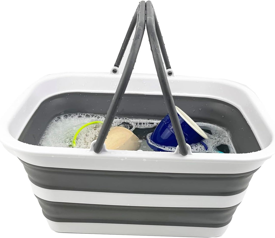 SAMMART 12L zusammenklappbare Wanne mit Griff – tragbarer Outdoor-Picknickkorb/Krater – Faltbare Ein