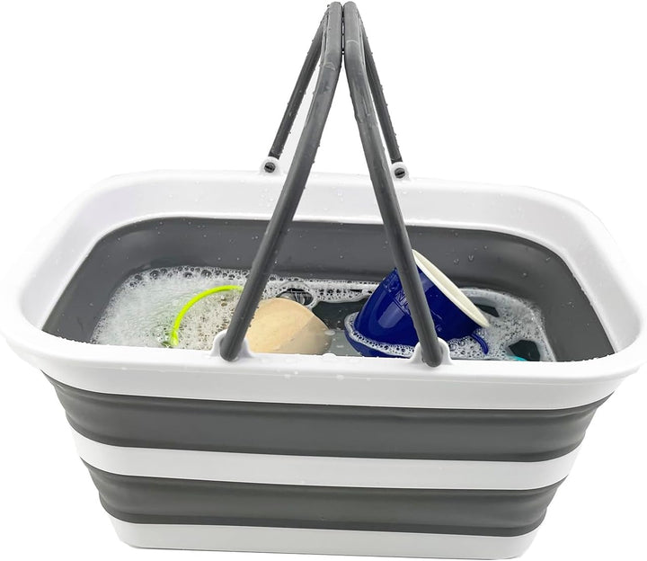 SAMMART 12L zusammenklappbare Wanne mit Griff – tragbarer Outdoor-Picknickkorb/Krater – Faltbare Ein
