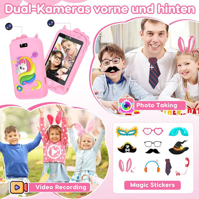 Kinder Handy, Kinder Kamera, Kinder Smartphone, Kinderhandy Spielzeug Mit Telefonkarte, Mit 28 Spiel