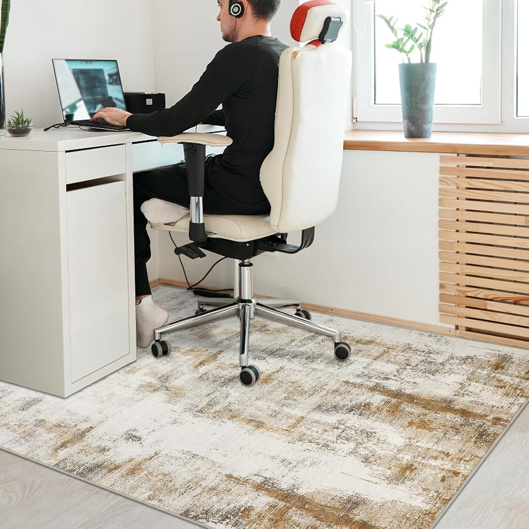 Famibay Bodenschutzmatte BüRostuhl 120x150cm Schreibtischstuhl Unterlage Beige Bodenmatte rutschfest