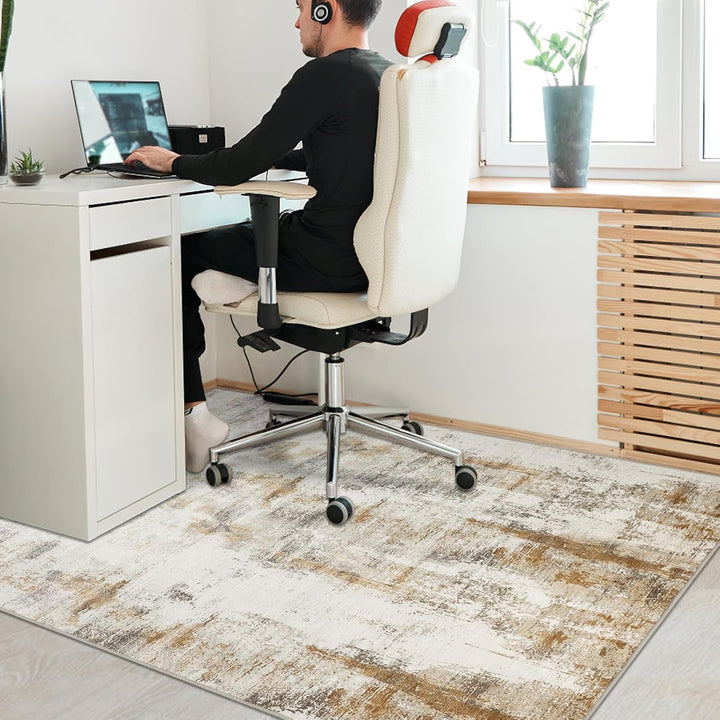Famibay Bodenschutzmatte BüRostuhl 120x150cm Schreibtischstuhl Unterlage Beige Bodenmatte rutschfest