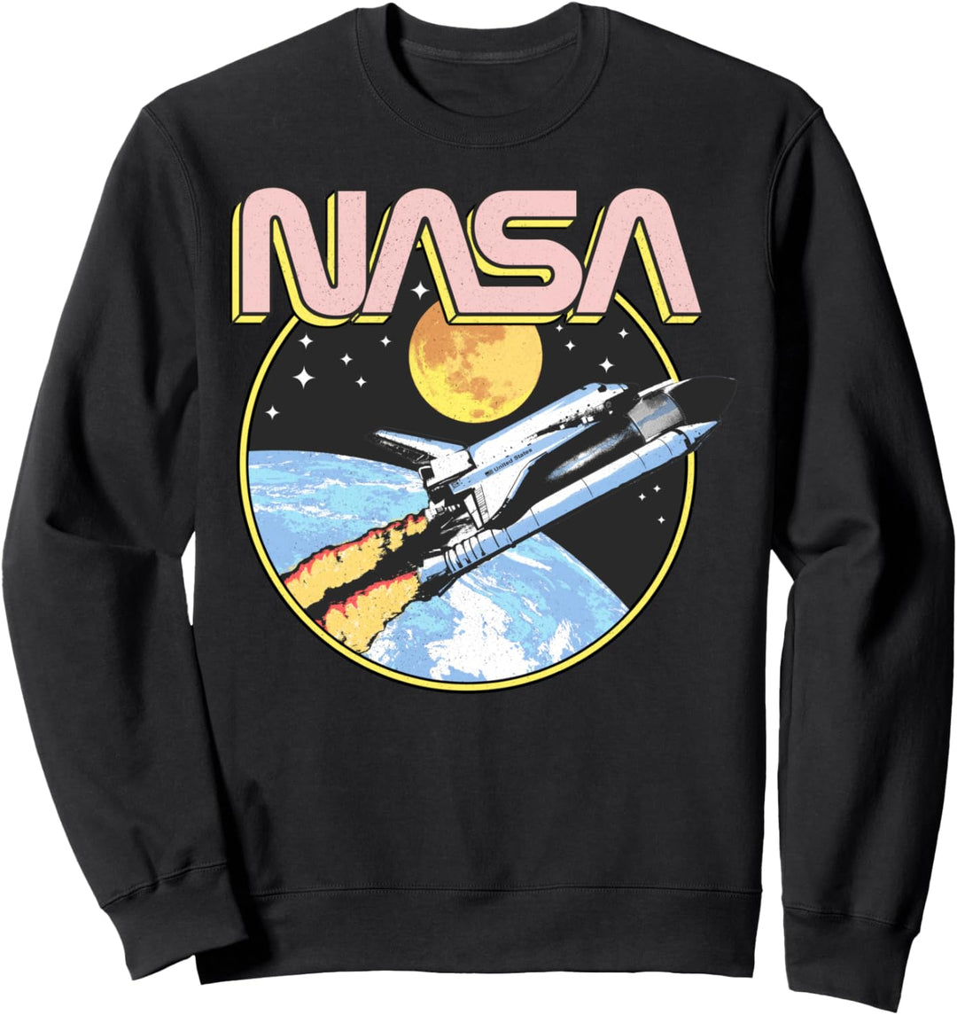 NASA Retro Shuttle Over The Earth Poster Sweatshirt