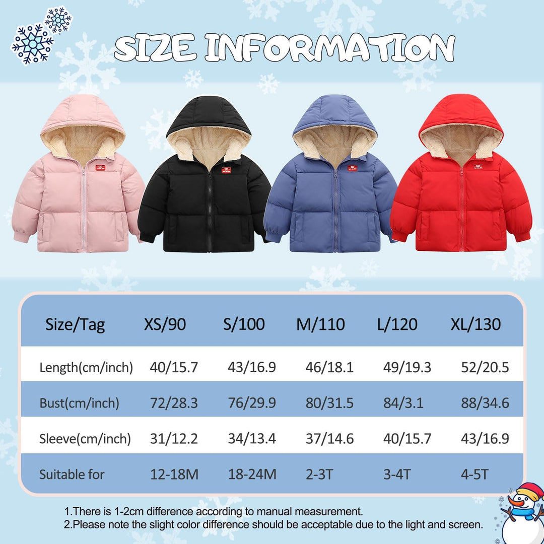 kids4ever Baby Winter Jacke Mantel Reissverschluss Kapuzenjacke Winddicht Warm Fleece Oberbekleidung