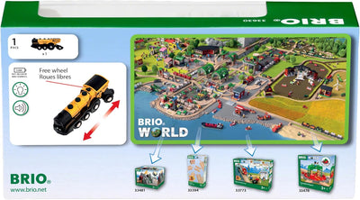 BRIO World 33630 - Goldene Batterielok mit Licht und Sound - Mit Auskoppel-Funktion zur Nutzung als