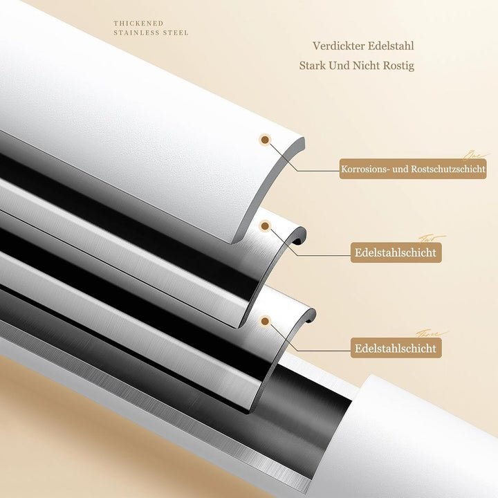 Gardinenstange ohne Bohren 220-300cm, Ø32mm Weiss Multifunktionale Vorhangstange zum Einklemmen - Au