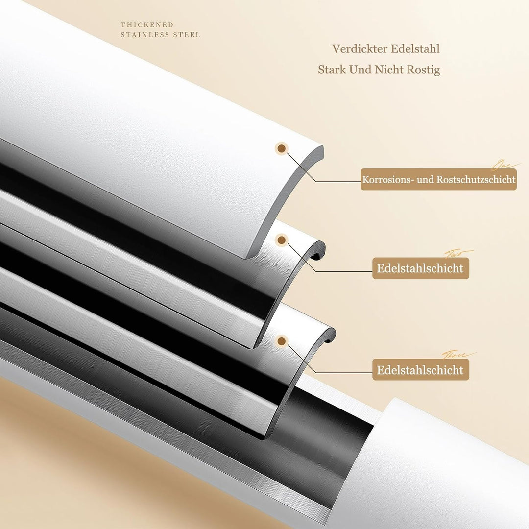 Gardinenstange ohne Bohren 100-580cm, Ø32mm Weiss Multifunktionale Vorhangstange zum Einklemmen - Au