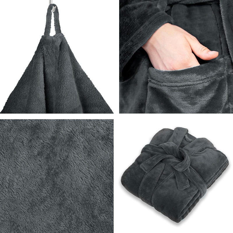 Gräfenstayn® Damen & Herren Kuschelfleece Bademantel ohne Kapuze mit Öko-Tex Standard 100 in Grösse