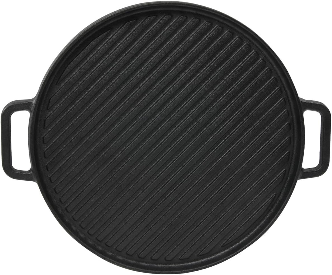 Spetebo Gusseisen Grillplatte 30 cm - Gusspfanne mit Griff rund - Grill Pfanne Bratpfanne Platte Ind