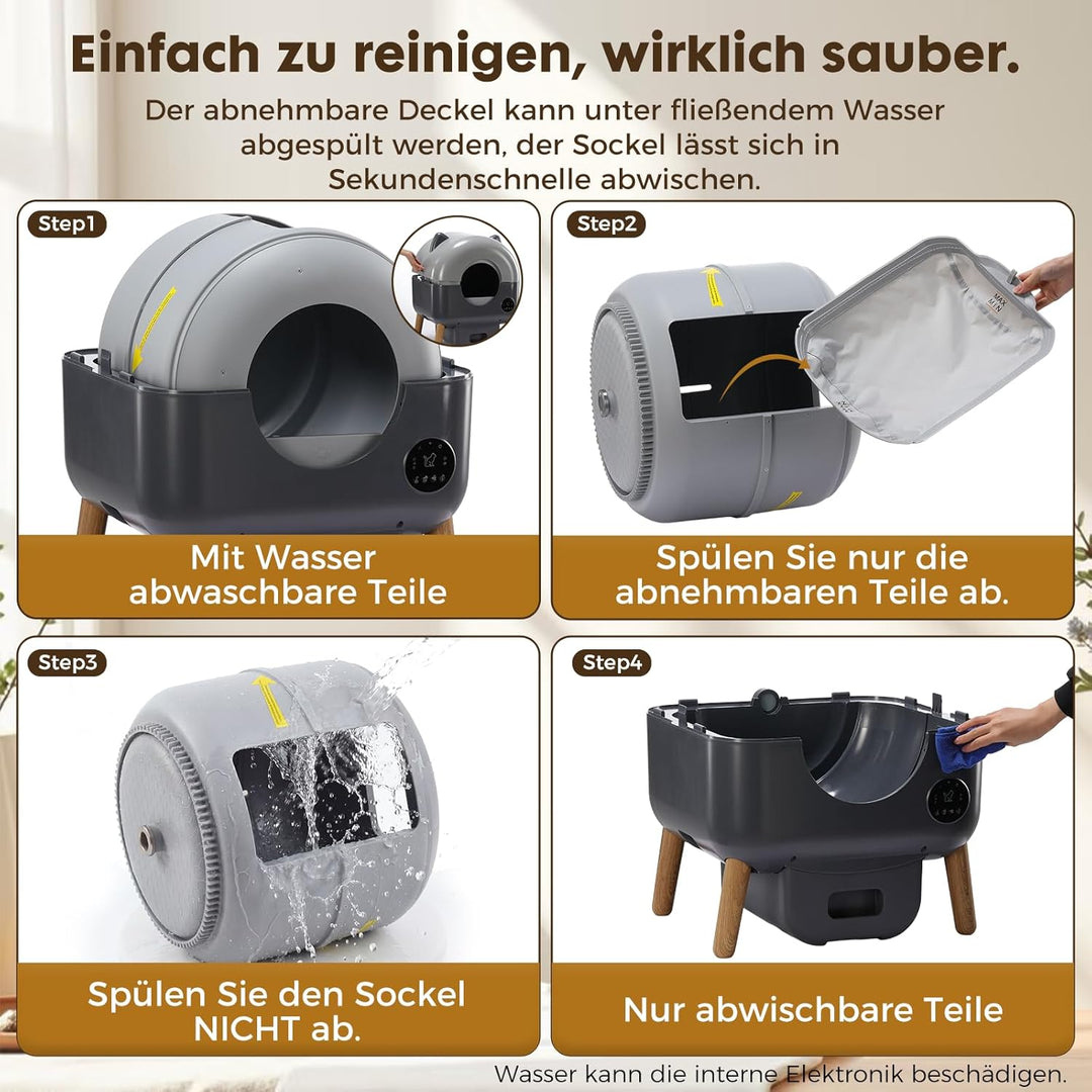 GTPLAYER Katzenklo Selbstreinigend, 66L Automatisches Katzenklo Mit App & Sensoren, Anti-Einklemmung