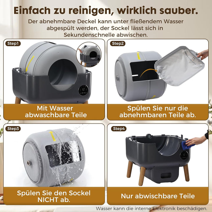 GTPLAYER Katzenklo Selbstreinigend, 66L Automatisches Katzenklo Mit App & Sensoren, Anti-Einklemmung