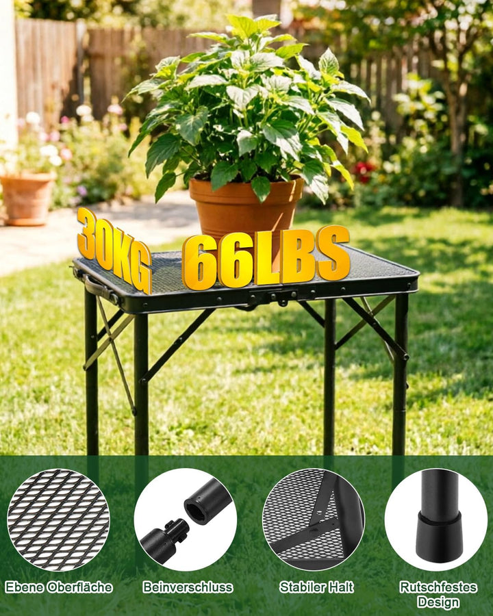E EASTSTORM Campingtisch Klappbar 60×40cm，Gartentisch，Grilltisch mit Metallgitterplatte，Leicht und T
